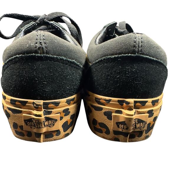 Women’s Vans Size 6.5 Leopard Print Black Platform Old Skool Style Skate Shoes - Picture 12 of 16